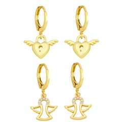 Hollow Jeweled Angel Earrings Europe and America Cross Border New Creative Small and Simple Heart-Shape Lock Wings Ear Clip Ery53