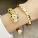 personality exaggerated leopard head bracelet inlaid color zircon copper braceletpicture7