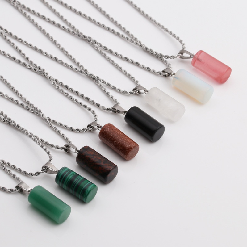 fashion cylindrical accessories crafts multicolor crystal pendants necklaces