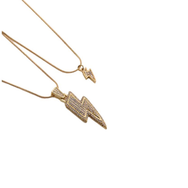 European and American copper zircon lightning pendant necklace