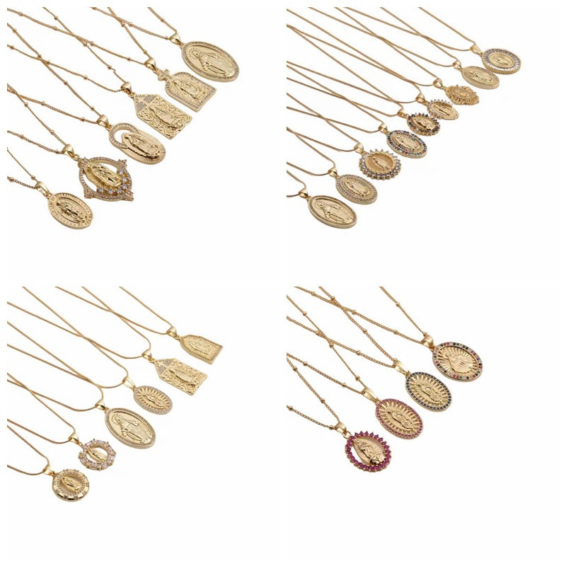 retro copper zircon variety of cross Maria pendant necklace wholesale