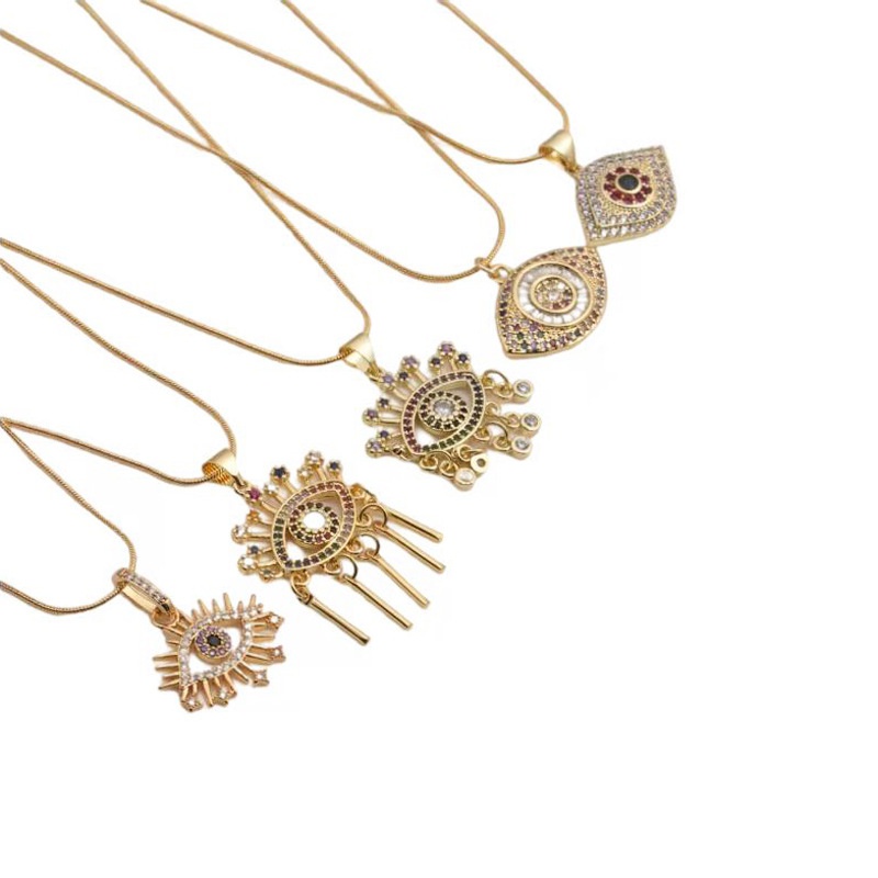 Europe and America Copper Zircon Eyes Pendants Necklaces Wholesale Jewelry