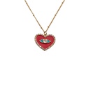 retro heart copper zircon oil dripping devils eye pendant necklacepicture4