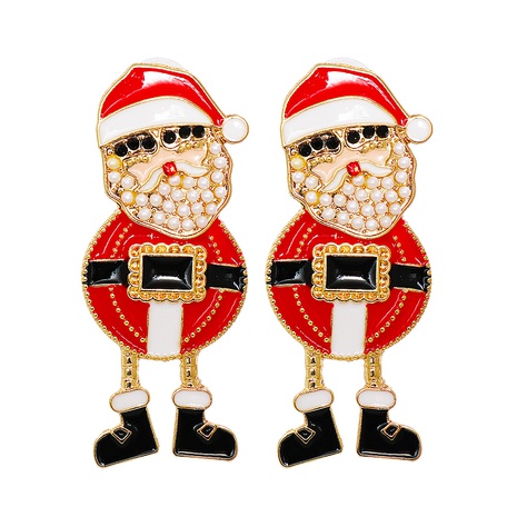 55848 European and American New Creative Christmas Gift Halloween Diamond Santa Claus Metal Alloy Earrings Earrings's discount tags