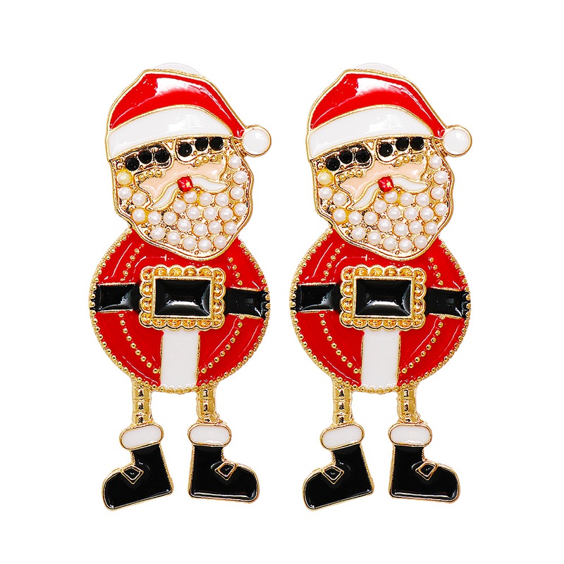 55848 European and American New Creative Christmas Gift Halloween Diamond Santa Claus Metal Alloy Earrings Earrings