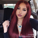 MidPoint Big Scalp Black Gradient Wine Red Long Straight Hair Wig European And American Dyed Wig Factory Wholesalepicture12