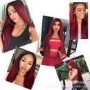 MidPoint Big Scalp Black Gradient Wine Red Long Straight Hair Wig European And American Dyed Wig Factory Wholesalepicture14