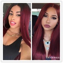 MidPoint Big Scalp Black Gradient Wine Red Long Straight Hair Wig European And American Dyed Wig Factory Wholesalepicture15