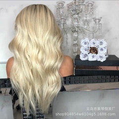 EBay neue Produkte Explosive europäische und amerikanische Perücken Damen Farbverlauf Langes lockiges Haar Rosen netz Perücke Set Hersteller Spot Großhandel