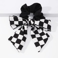 Korean Dongdaemun Hair Accessory Black and White Chessboard Grid ThreeLayer Bow Top Gap Former Red Fashion Adult Spring Clip Barrettespicture12