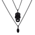 European and American Street Hip Hop Skull Pendant Necklace CrossBorder Trend Exaggerated DoubleLayer Sweater Chain Couple Fashion Ornamentpicture11