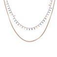 personality creative titanium steel colorful embellishment double layered necklacepicture12