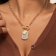Retro full diamond cross chain pendant letter OT buckle square necklace wholesalepicture12
