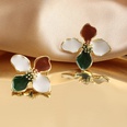 Korean version dripping oil fourleaf flower fashion earrings golden rim and flower temperament earringspicture12