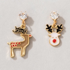 European and American holiday jewelry Christmas elk asymmetrical earrings