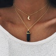 Best Seller in Europe and America Fashion Double Moon Hexagon Prism Crystal Pendant Necklace Womens Sweater Chain Ins Metallicpicture12