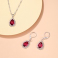 CrossBorder Korean Style Water Drop Ruby Ornament Set Kate Middleton Noble Zircon Earrings Necklace Bridal Jewelrypicture11