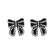 Korean fashion temperament pearl black bow earrings autumn and winter new wild earringspicture12