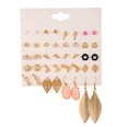 20 pairs of bow stud earrings set LOVE leaf earrings pearl rhinestone geometric earrings wholesalepicture12