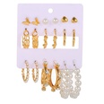 Korean fashion butterfly love 9 pairs of earrings set pearl rhinestone golden geometric earrings wholesalepicture12