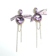 Korean fashion romantic exaggerated earrings retro purple peach heart ribbon bow tassel earringspicture12