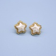 Korean New Simple Square FivePointed Star HeartShaped Pearl Stud Earrings Geometric and Gold Hemming Earrings CrossBorder Sold Jewelrypicture14