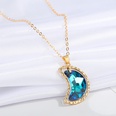 European CrossBorder Sold Jewelry Blue Crystal Glass Necklace Simple Star and Moon Pendant Clavicle Chain Female Necklacepicture15