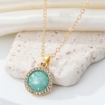 Vintage Bohemian Full Diamond round Water Drop Resin Necklace Simple Opal Pendant Necklace CrossBorder Sold Jewelrypicture28