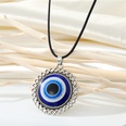 Retro round alloy blue devils eye pendant necklace black rope eye clavicle chainpicture21