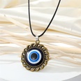 Retro round alloy blue devils eye pendant necklace black rope eye clavicle chainpicture23