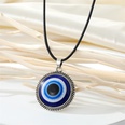 Retro round alloy blue devils eye pendant necklace black rope eye clavicle chainpicture25