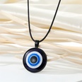 Retro round alloy blue devils eye pendant necklace black rope eye clavicle chainpicture26