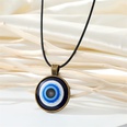 Retro round alloy blue devils eye pendant necklace black rope eye clavicle chainpicture27
