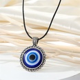 Retro round alloy blue devils eye pendant necklace black rope eye clavicle chainpicture28