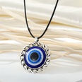 Retro round alloy blue devils eye pendant necklace black rope eye clavicle chainpicture29