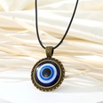 Retro round alloy blue devils eye pendant necklace black rope eye clavicle chainpicture30