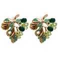 European and American new style spring green leaf alloy diamond earrings personality exaggerated earringspicture12