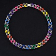Xuan Di 16mm Thick Colorful Rainbow Necklace European and American Cuban Link Chain Hip Hop Rap Hiphop CrossBorder Accessoriespicture17