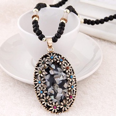 Korean fashion inlaid shell pendant crystal beads long sweater chain