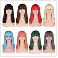 Fashion short wavy head shouldertoshoulder hair gradient color wigpicture61