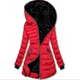 Ladies hooded longsleeved warm and fleece padded winter midlength zipper jacketpicture23