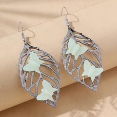 Korean creative luminous resin butterfly leaf earrings wholesale