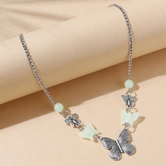 Korean creative butterfly resin luminous alloy necklace wholesale
