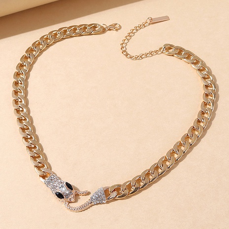 European and American creative geometric rhinestone snake necklace wholesale NHPS482076's discount tags