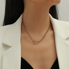 fashion U-shaped buckle necklace simple titanium steel clavicle chain
