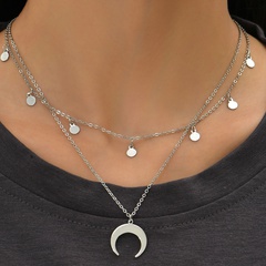 European American simple personality disc crescent double-layer clavicle chain