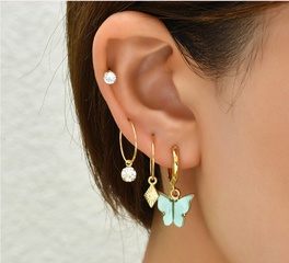 European American female fashion butterfly earrings multi-piece earrings