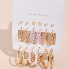 simple Damen kreative Ohrringe Perle 8-Paar-Ohrring-Set