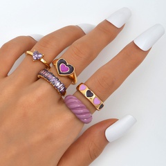 Fashion female  purple star diamond personality simple new love ring 5-piece ring set