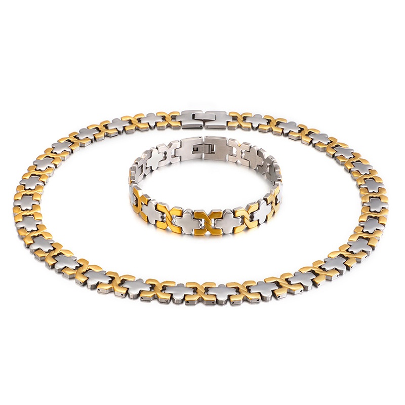 Fashion Stainless Steel Valentines Day Necklace Bracelet Set